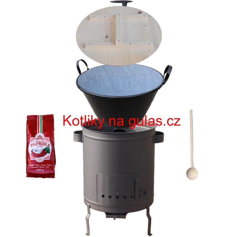 Smaltovaný kotel 80 L + silná kovová kotlina 60 cm (1,5 mm) STRONG PLUS 600 + sladká paprika 250 g