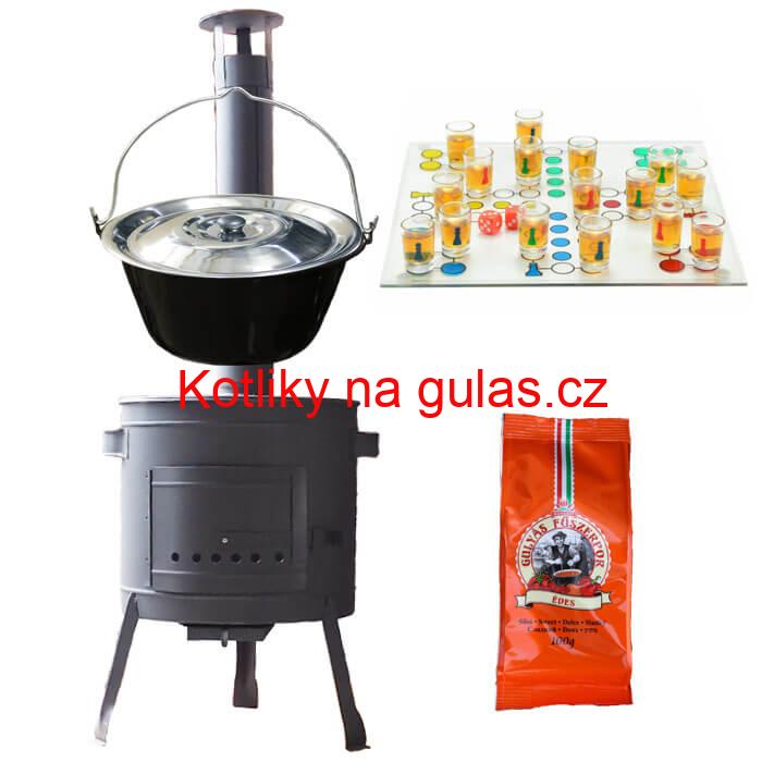 Smaltovaný kotlík 25 L (1,2 mm) + pepř + člověče pi už + nízká žáruvzdorná kotlina 42 PLUS 600