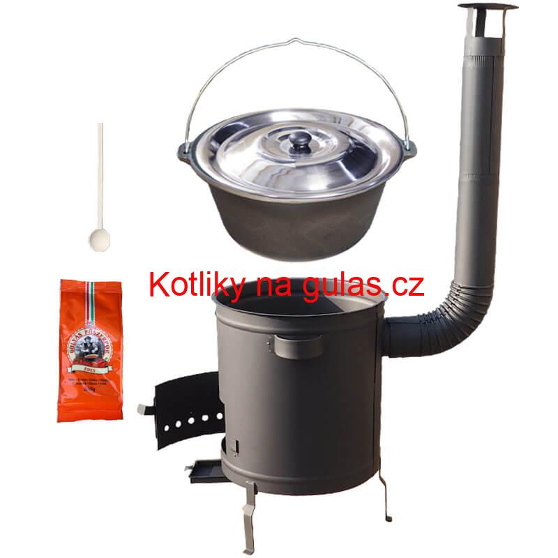 Litinový kotlík 16 L + silnostěnná kotlina 36 cm (1,5 mm) STRONG + žáruvzdorná barva Plus 600