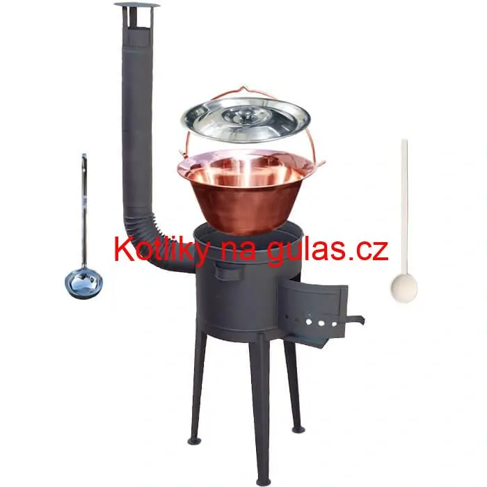 Měděný kotlík 20 L (1,2 mm) + vysoká žáruvzdorná kotlina (2,0 mm) HODO 42 cm PLUS 600 + vařečka + naběračka