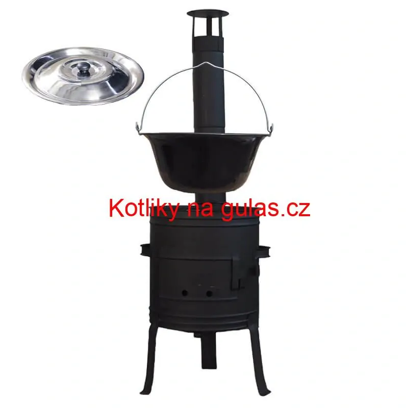 Smaltovaný kotlík 11 L BLACK + nerezová poklice INOX + žáruvzdorná kotlina 33 cm Plus 700
