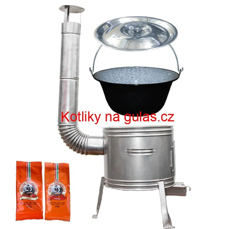 Smaltovaný kotlík 25 L + Nerezová kotlina 42 INOX + paprikový pepř na guláš - MIX 100 g