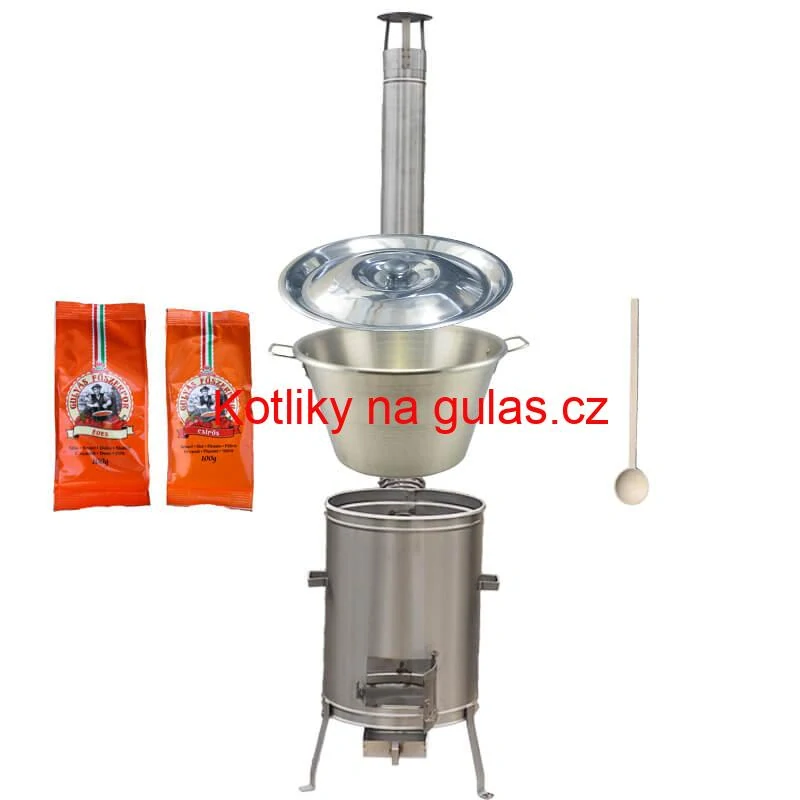 Nerezový kotel 40 L + nerezová kotlina 45 cm LUX + paprikové koření na guláš