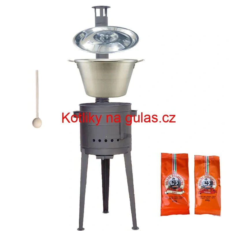 Nerezový kotel 40 L + vysoká kotlina 47 cm (1,5 mm) HODO Plus 600 + paprikové koření na guláš