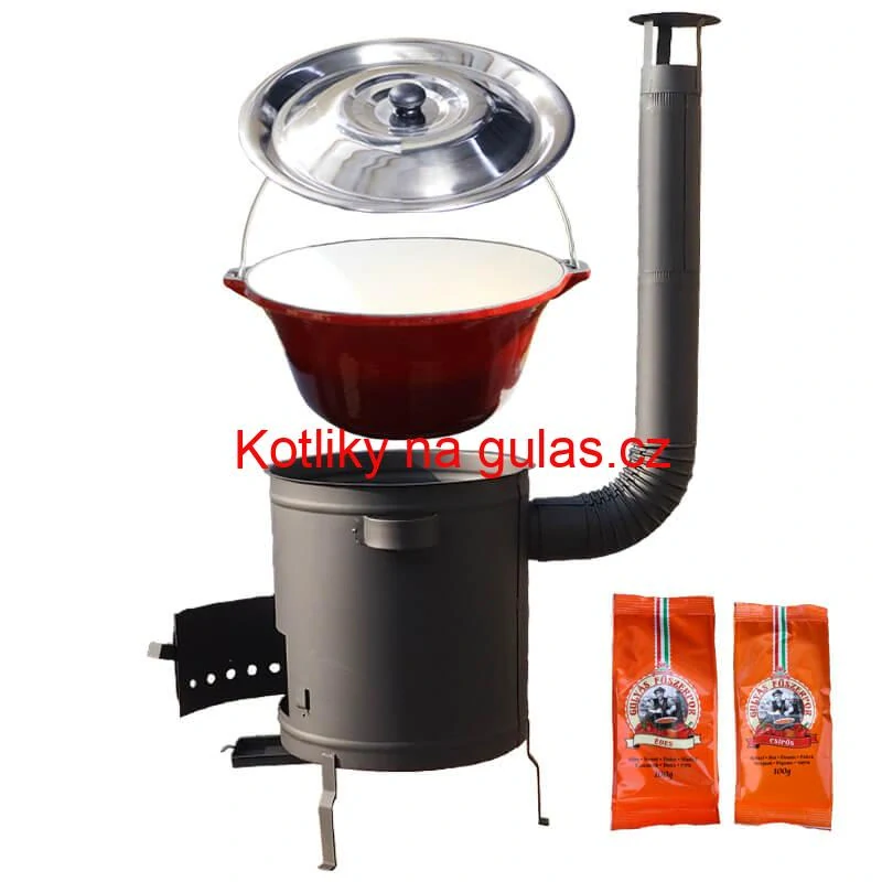 Litinový kotlík se smaltovanou úpravou 22 L + žáruvzdorná  kotlina 42 cm (1,5 mm) STRONG + paprikový pepř na guláš - MIX 100 g