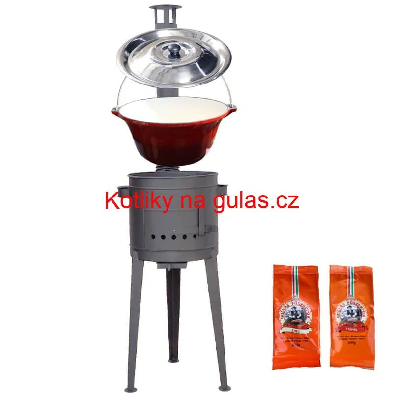 Litinový kotlík se smaltovanou úpravou 22 L + vysoká kotlina 42 PLUS 600 + paprikový pepř na guláš - MIX 100 g