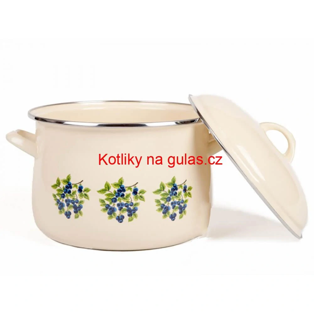 Smaltovaný hrnec s květinovým vzorem – Trnky 7,5 l + poklice