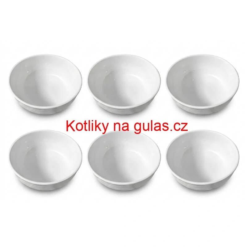 Sada 6 ks: Prémiové bílé misky s kamennou strukturou (750 ml)