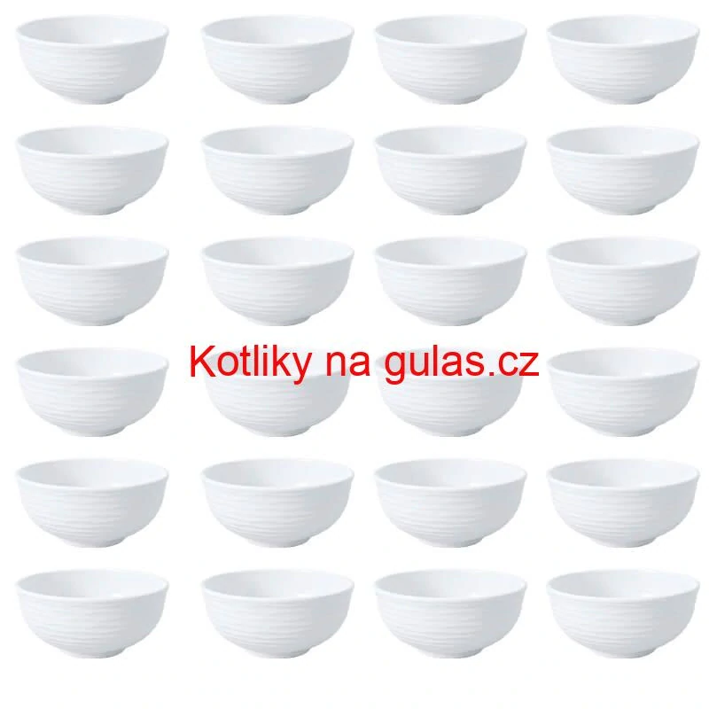 Sada 24 ks: Prémiové bílé misky s kamennou strukturou (750 ml)