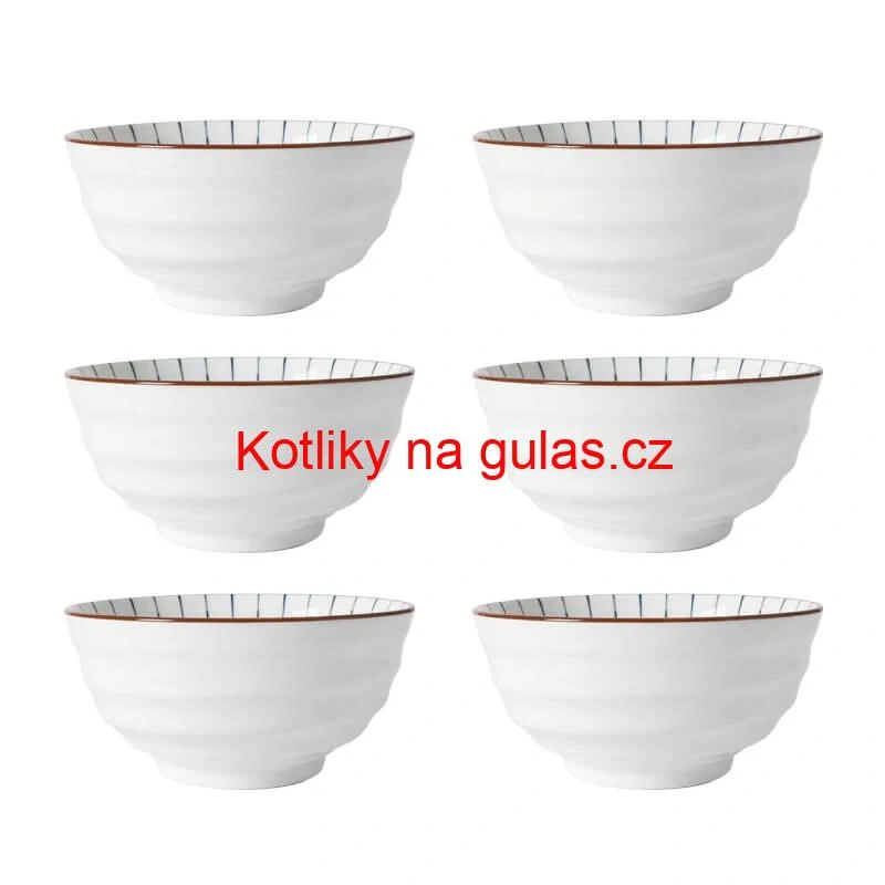 Sada 6 ks velkých keramických misek na guláš a polévky, 1 litr