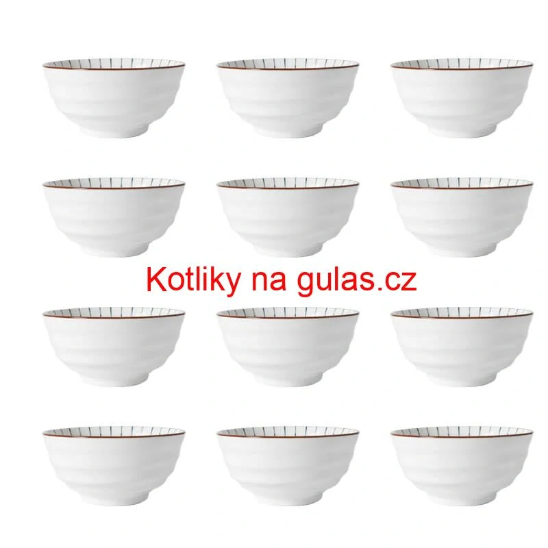 Sada 12 ks velkých keramických misek na guláš a polévky, 1 litr