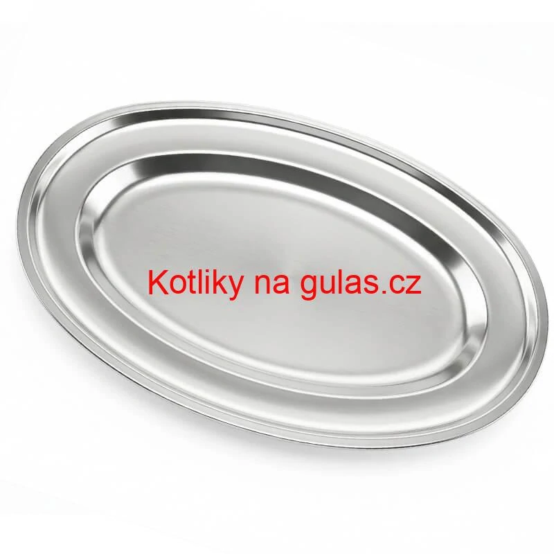 Nerezový oválný podnos (30,5cm) – Odolný servírovací tác na maso i koláče