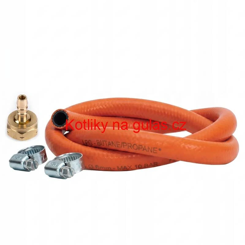 Plynová hadice 2,5 m + 2 spony + levá matice (20 bar)