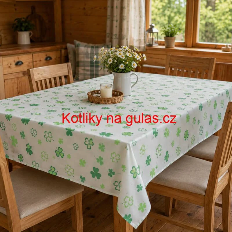 Omyvatelný PEVA ubrus Čtyřlístky 137 × 183 cm