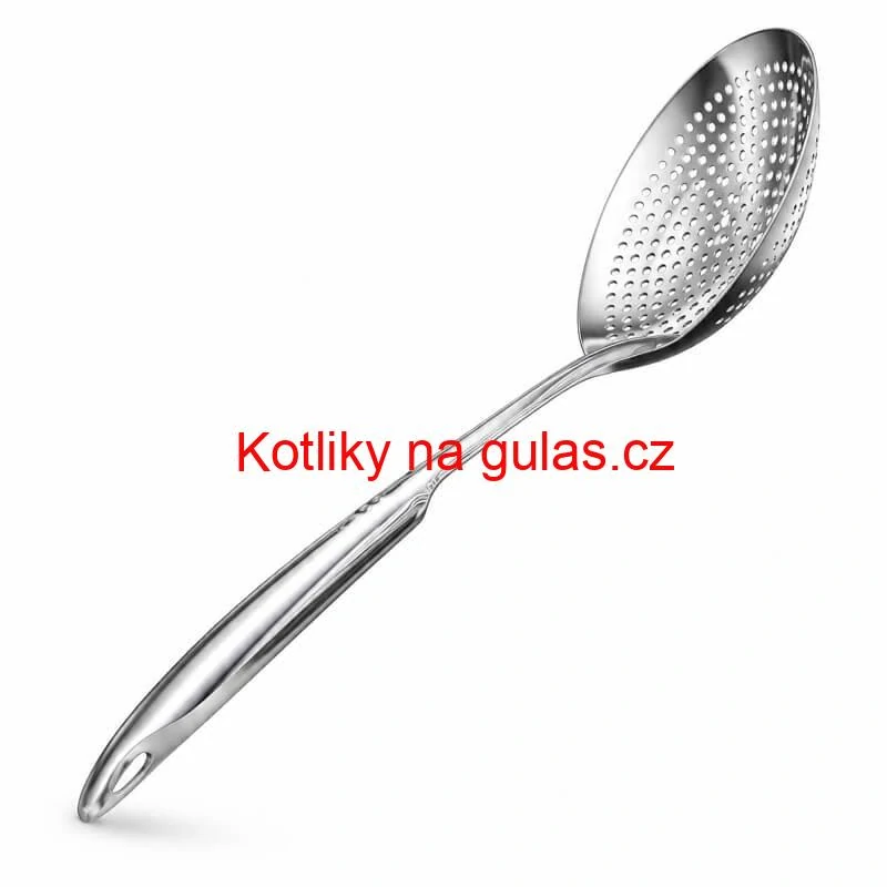 Nerezová děrovaná naběračka – sítko 19 cm, 48 cm