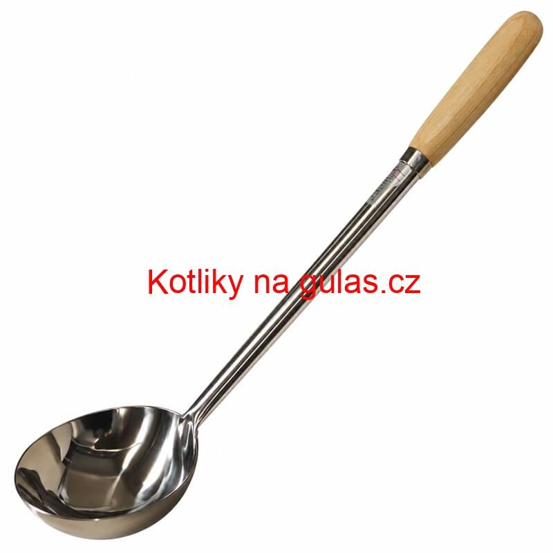 Nerezová naběračka 250 ml s dřevěnou rukojetí – délka 51,5 cm
