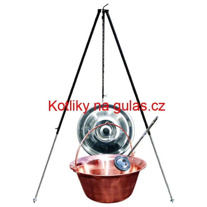 Měděný kotlík 30 L (1,2 mm) + poklice + teleskopický stojan