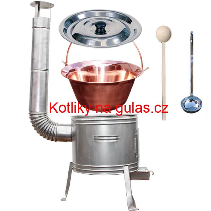 Měděný kotlík 20 L + nerezová kotlina 39 cm TOPLUX