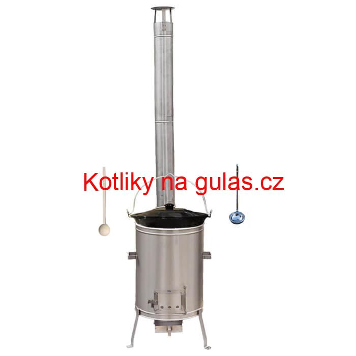 Smaltovaný kotlík 22 L (1,2 mm) + nerezová kotlina 42 cm + vařečka a naběračka LUX