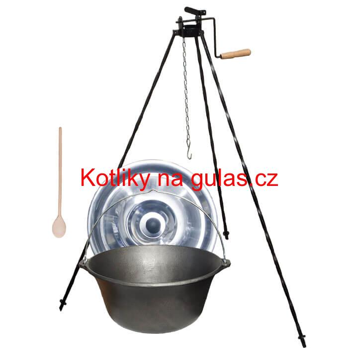 Litinový kotlík 22 L + stojan s kladkou VAR