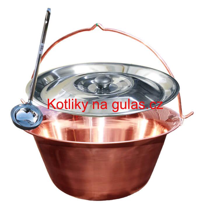Měděný kotlík 14 L (1,2 mm) + nerezová poklice