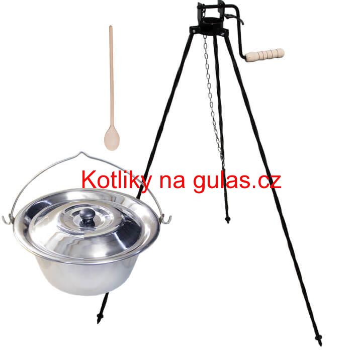 Nerezový kotlík 15 L (1,2 mm) + stojan s kladkou VAR