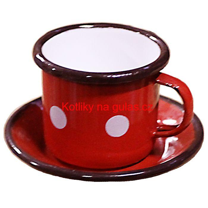 Smaltovaný šálek + podšálek
