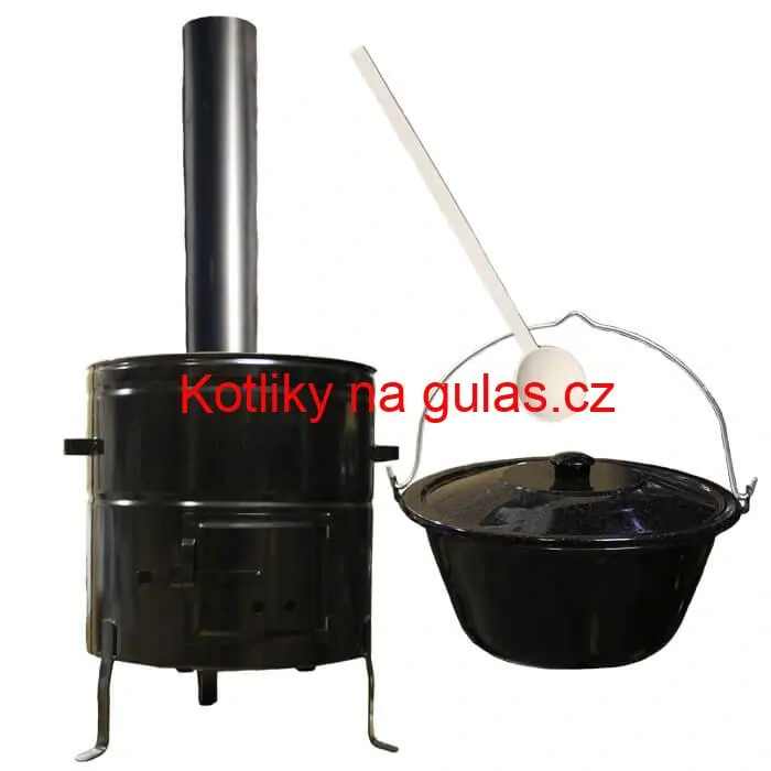 Smaltovaný kotlík 30 L (1,2 mm) + kovová kotlina 50 CLASSIC (KOV) + kouřovod Max Party