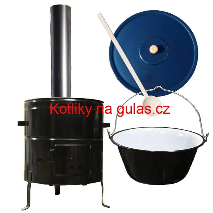 Smaltovaný kotlík 50 L (1,2 mm) + kovová kotlina 50 CLASSIC (KOV) + kouřovod Max Party