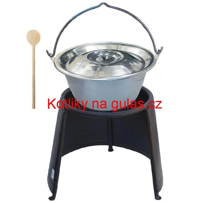 Nerezový kotlík 10 L (0,8 mm) + poklice + chránič plamene