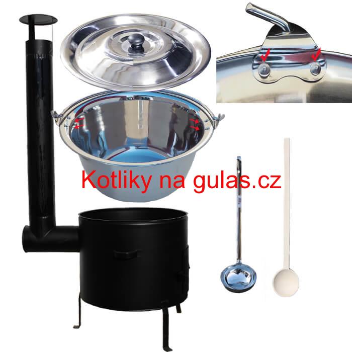 Smaltovaný kotlíkový set 36 cm + zesílený nerezový kotlík 15 L