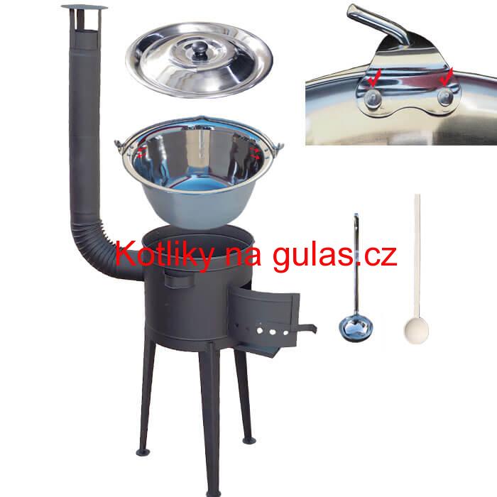 Kotlíkový gulášový set 36 PLUS 600 + nerezový kotlík 15 L (0,8 mm)