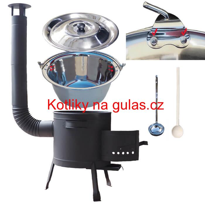 Nerezový kotlík 30 L (0,8 mm) s nýty + nízká kotlina 45 cm PLUS 600