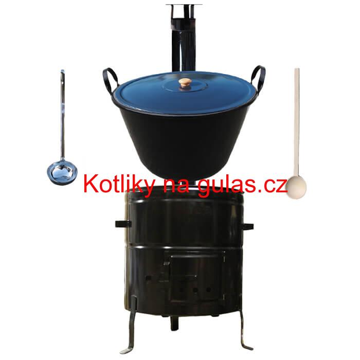 Smaltovaný kotel 80 L + kovová kotlina 58 cm BIG PARTY