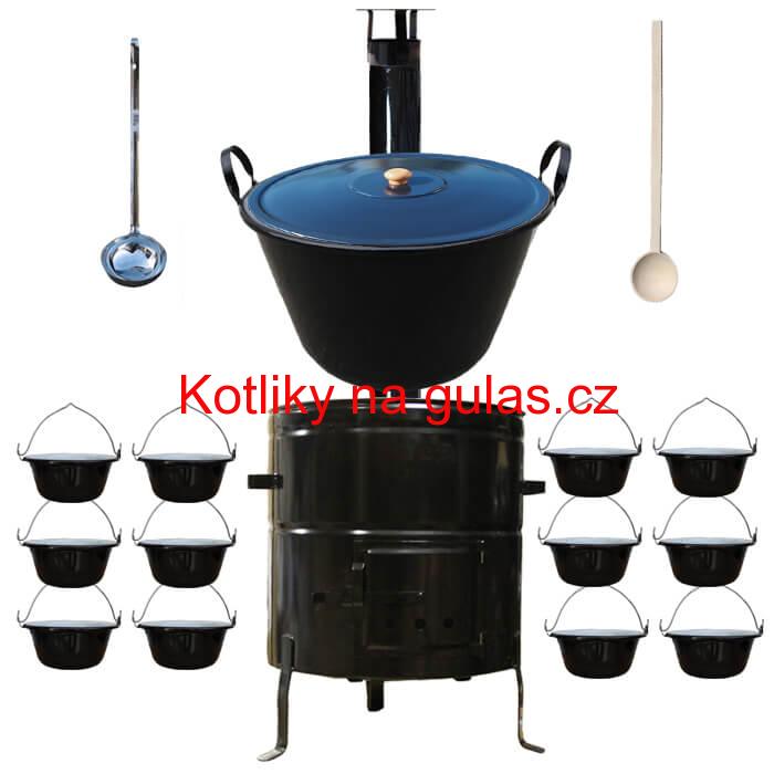 Smaltovaný kotel 50 L + servírovací kotlíky (12 ks) BIG PARTY