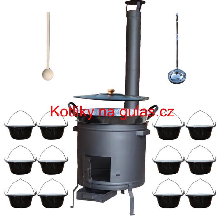 Smaltovaný kotel 70 L + servírovací kotlíky (12 ks) PLUS 600
