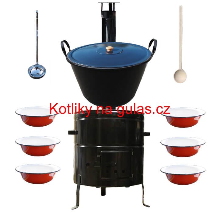 Smaltovaný kotel 60 L + smaltované talíře 6 ks BIG PARTY