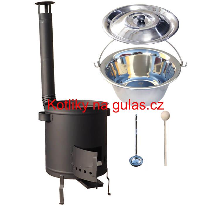 Nerezový kotlík 22 L (0,8 mm) + hrubostěnná (1,5 mm) a žáruvzdorná kotlina 42 PLUS 600