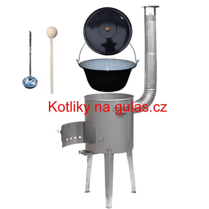 Smaltovaný kotlík 30 L + nerezová kotlina 45 cm LUXUS