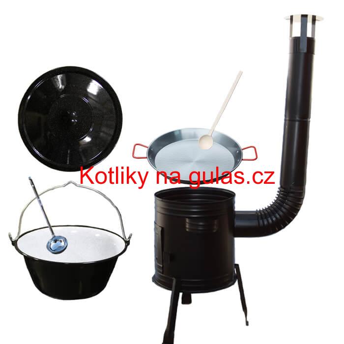 Paella ocelová pánev 42 cm se smaltovaným kotlíkem 16 L (1,2 mm) a kotlinou