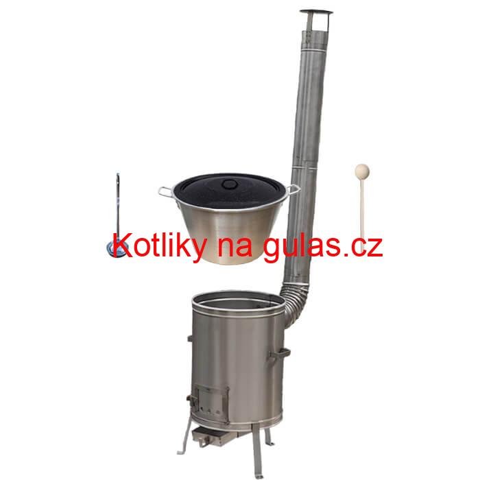 Nerezový kotel 40 L (1,2 mm) + nerezová kotlina 45 cm + vařečka LUX