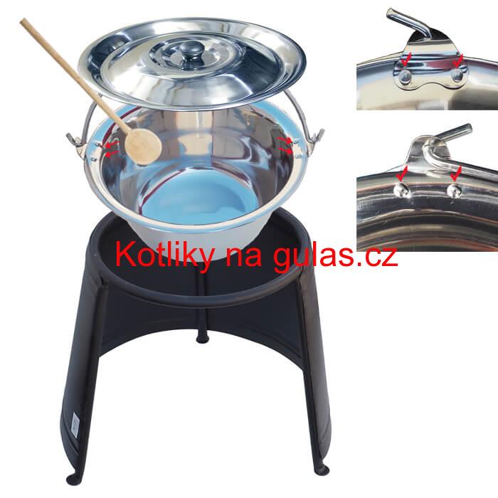 Nerezový kotlík 20 L (0,8 mm) s nýty + chránič plamene