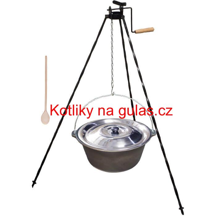 Litinový kotlík 16 L + stojan s kladkou VAR