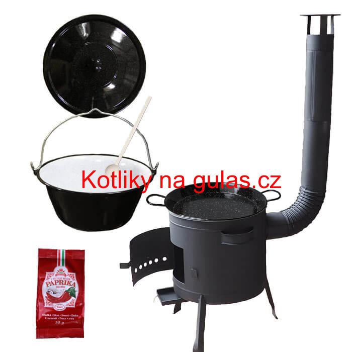 Smaltovaný kotlík 13 L + Paella smaltovaná pánev + nízká žáruvzdorná kotlina 36 cm PLUS 600