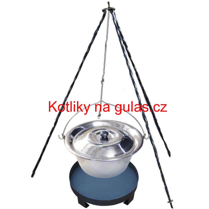 Nerezový kotlík 10 L (0,8 mm) + Ohnisko + stojan 1,2 m