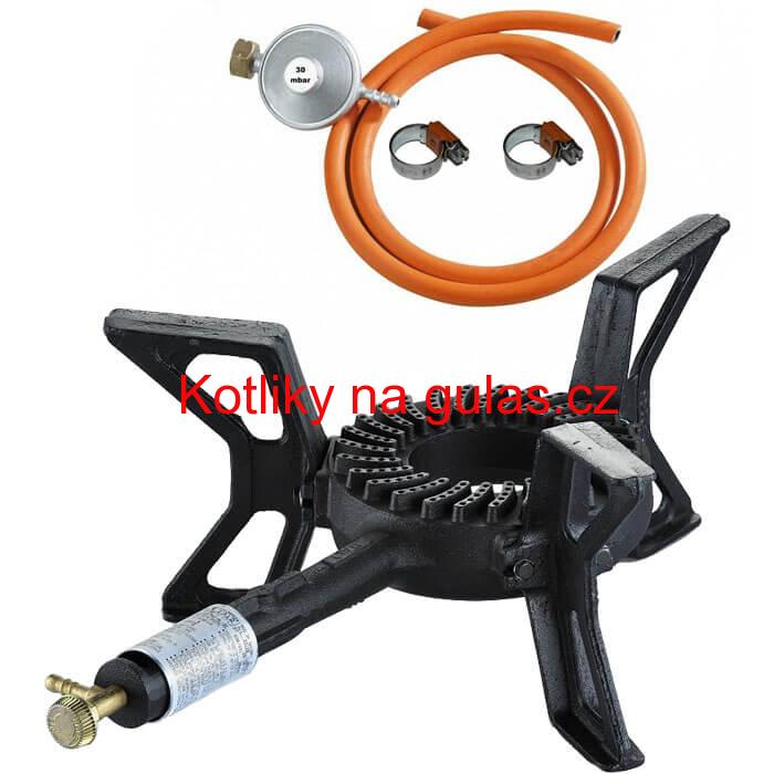 Litinový plynový vařič 8,8 kW 3P Ghisa + připojovací příslušenství