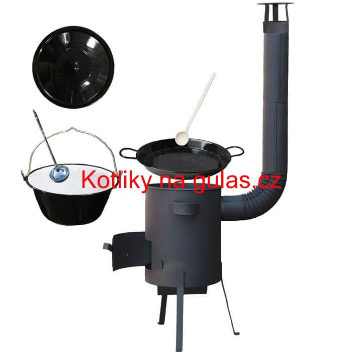 Smaltovaný kotlík 20 L + Paella smaltovaná pánev 46 cm + žáruvzdorná kotlina 42 PLUS 600 4 MM