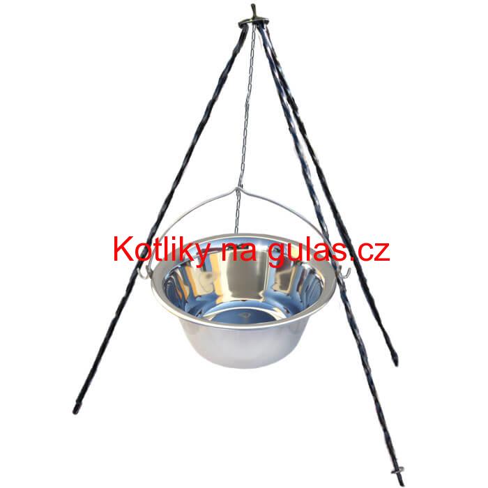 Nerezový kotlík (INOX 0,8 mm) 6 L + trojnožka 1 m