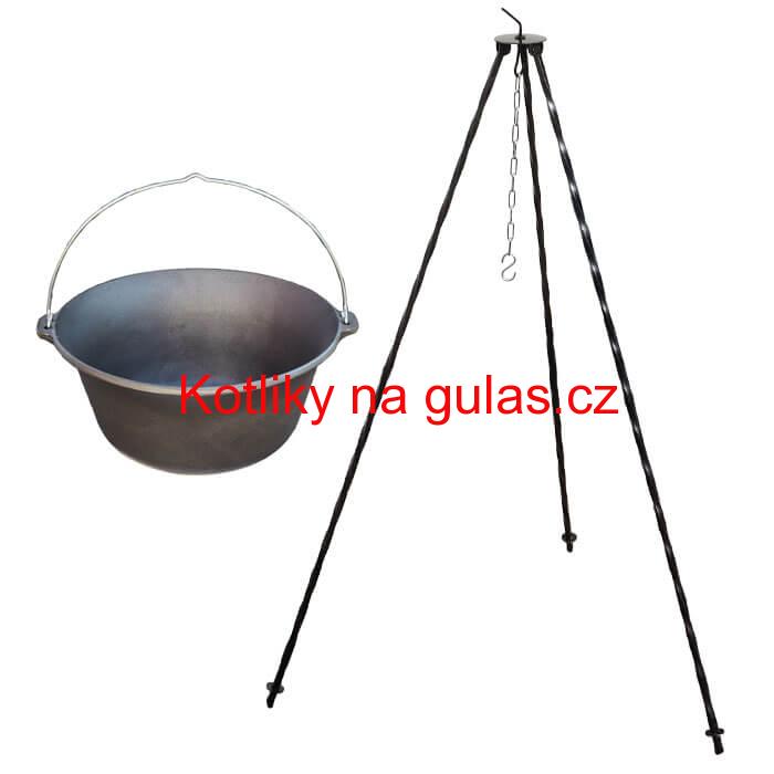 Litinový kotlík 7,2 L + trojnožka 1 m