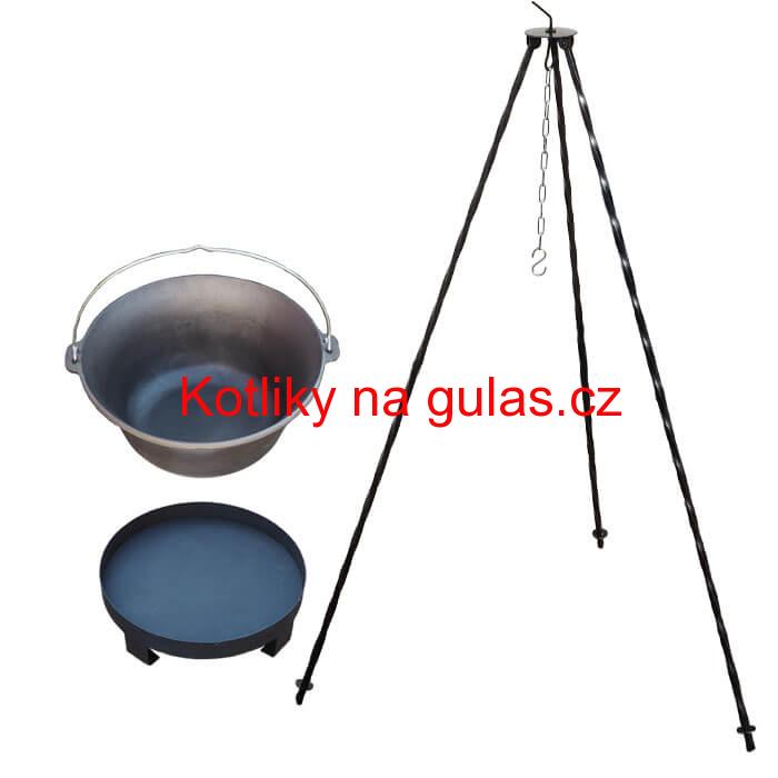 Litinový kotlík 7,2 L + trojnožka 1 m + ohniště 36 cm